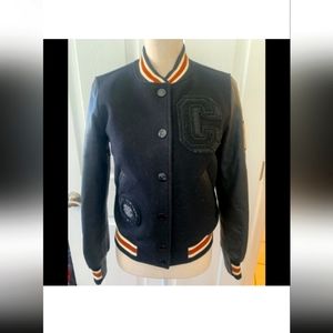 Authentic Black Leather Coach Varsity Letter Jacket. SZ. X- Small